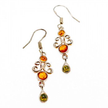 Sky Jewelry Серебряные серьги с янтарем Грация