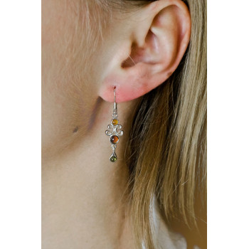 Sky Jewelry Серебряные серьги с янтарем Грация