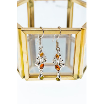 Sky Jewelry Серебряные серьги с янтарем Грация