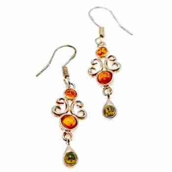 Sky Jewelry Серебряные серьги с янтарем Грация