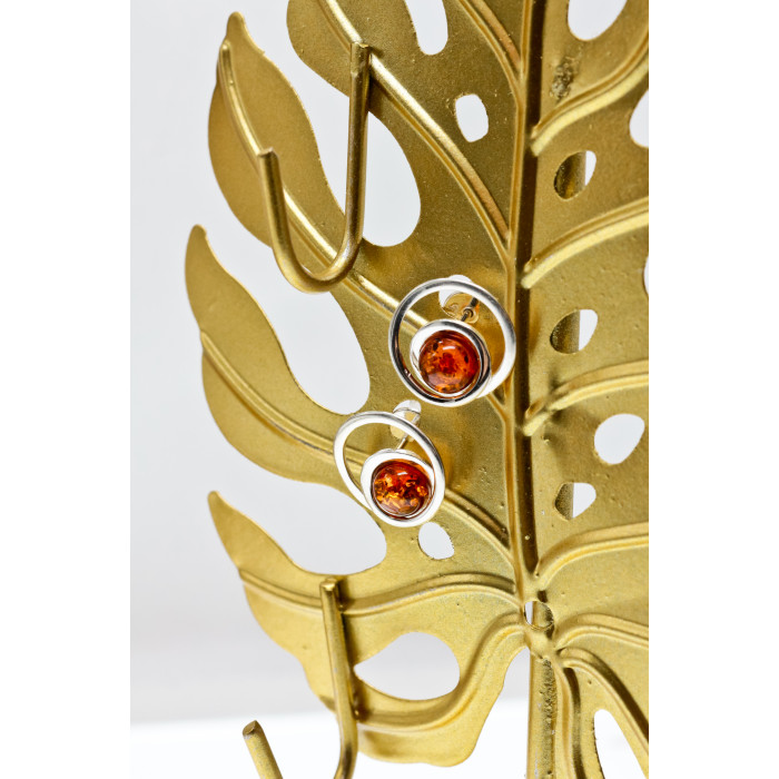 Sky Jewelry Серебряные серьги гвоздики с янтарем  Стиль