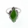 Sky Jewelry Серебряное кольцо с зеленым нефритом  Маркиз