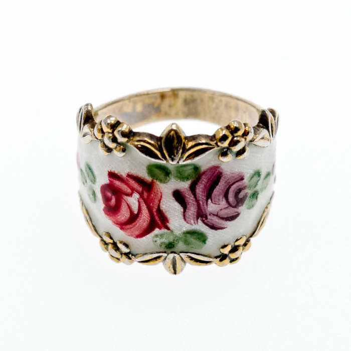 Sky Jewelry Винтажное серебряное кольцо с эмалью