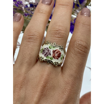 Sky Jewelry Винтажное серебряное кольцо с эмалью