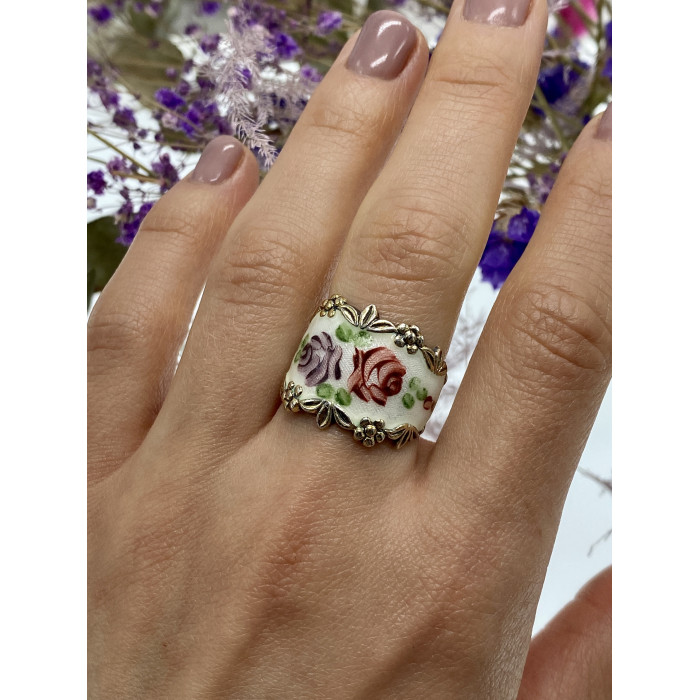 Sky Jewelry Винтажное серебряное кольцо с эмалью