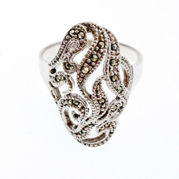 Sky Jewelry Серебряное кольцо с марказитами  Обаяние