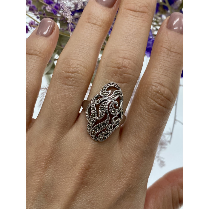 Sky Jewelry Серебряное кольцо с марказитами  Обаяние