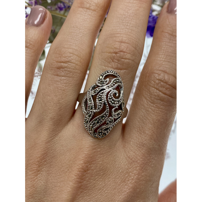 Sky Jewelry Серебряное кольцо с марказитами  Обаяние