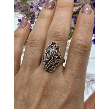 Sky Jewelry Серебряное кольцо с марказитами  Обаяние