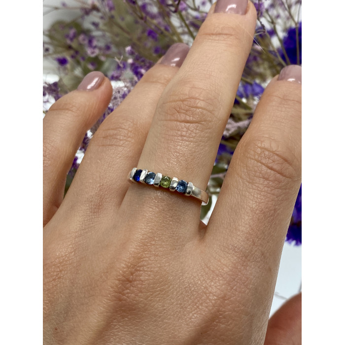 Sky Jewelry Серебряное кольцо с топазом хризолитом и шпинелью