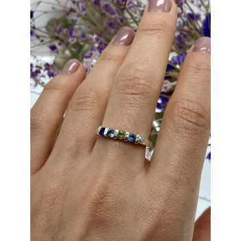 Sky Jewelry Серебряное кольцо с топазом хризолитом и шпинелью