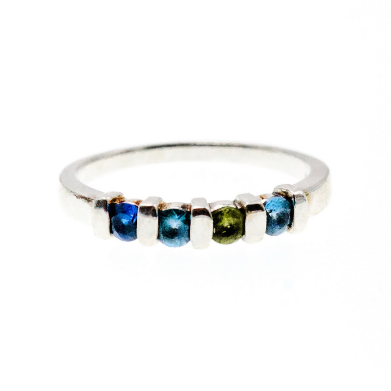 Sky Jewelry Серебряное кольцо с топазом хризолитом и шпинелью