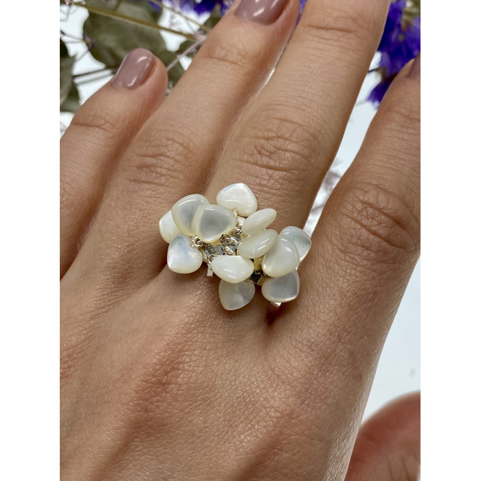 Sky Jewelry Серебряное кольцо с перламутром  Сердца