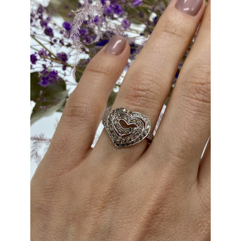 Sky Jewelry Серебряное кольцо с сапфирами   Сапфировое сердце