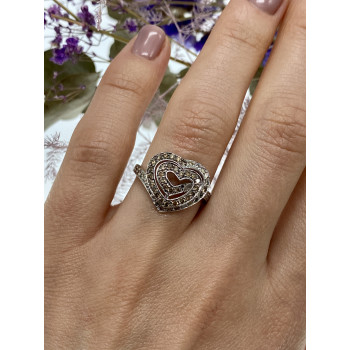 Sky Jewelry Серебряное кольцо с сапфирами   Сапфировое сердце