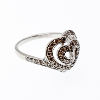 Sky Jewelry Серебряное кольцо с сапфирами   Сапфировое сердце