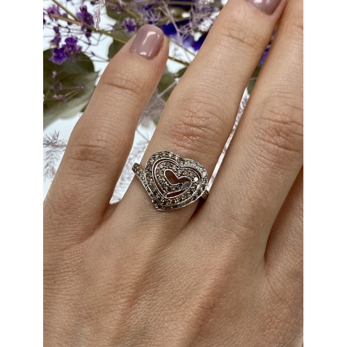 Sky Jewelry Серебряное кольцо с сапфирами   Сапфировое сердце