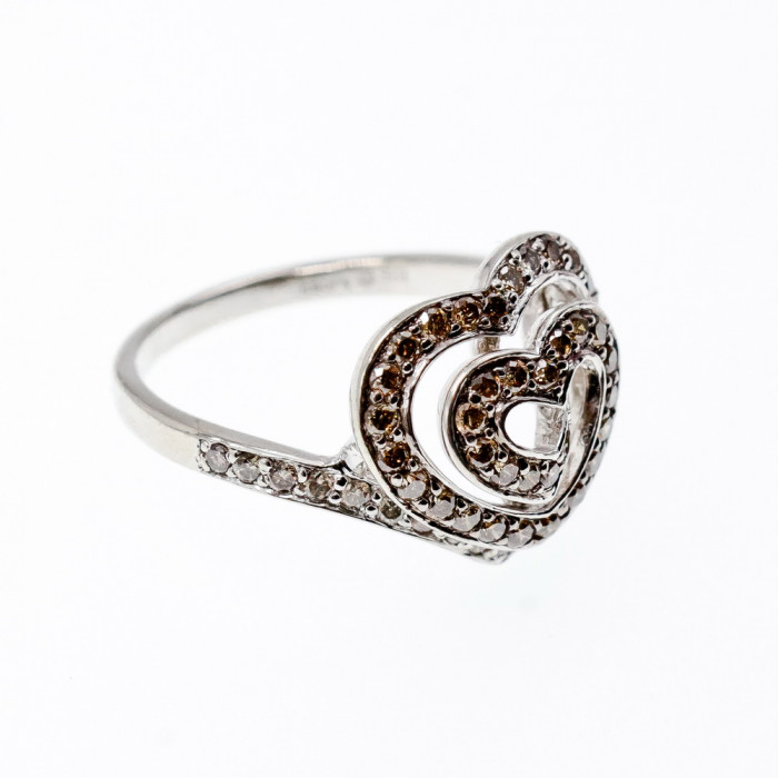 Sky Jewelry Серебряное кольцо с сапфирами   Сапфировое сердце