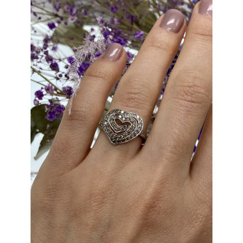 Sky Jewelry Серебряное кольцо с сапфирами   Сапфировое сердце