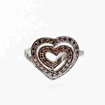 Sky Jewelry Серебряное кольцо с сапфирами   Сапфировое сердце
