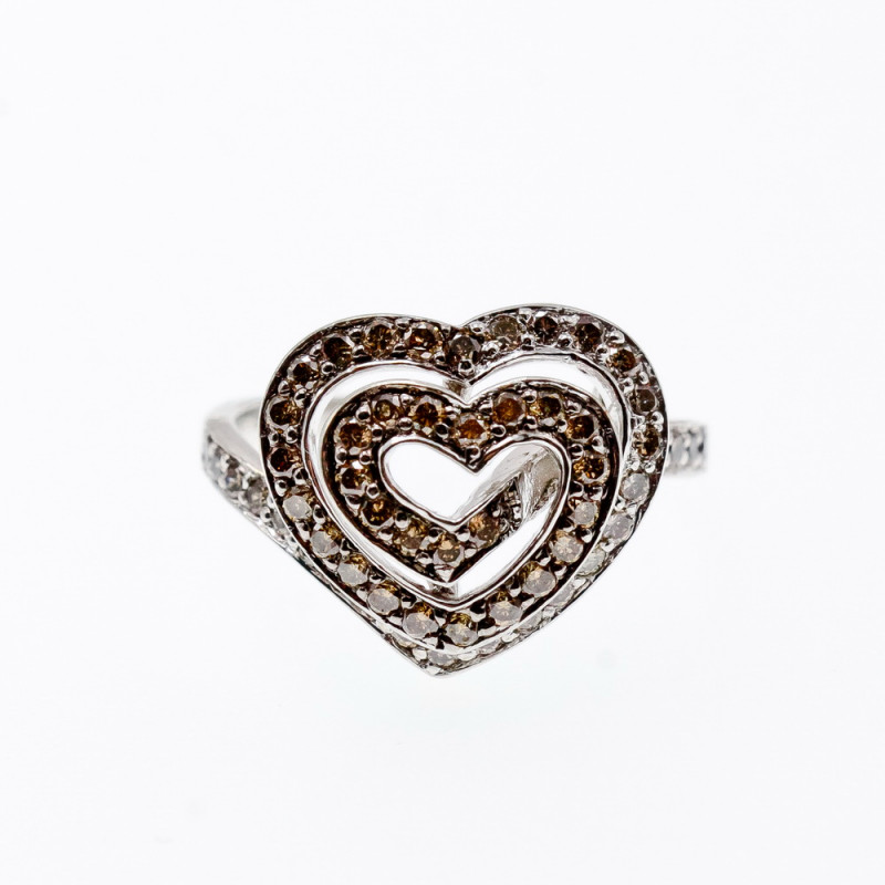 Sky Jewelry Серебряное кольцо с сапфирами   Сапфировое сердце