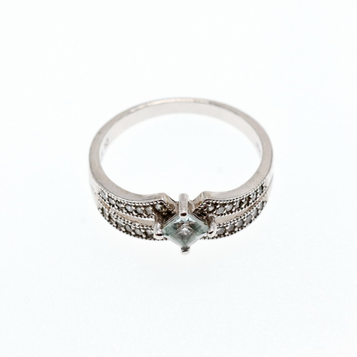 Sky Jewelry Серебряное кольцо с аквамарином и фианитами  Нежность