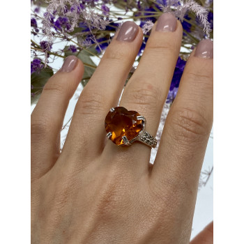 Sky Jewelry Серебряное кольцо с гелиодором и марказитом  Сердце