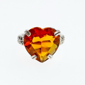 Sky Jewelry Серебряное кольцо с гелиодором и марказитом  Сердце