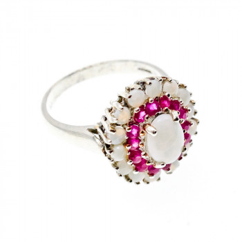 Sky Jewelry Серебряное кольцо с опалом и розовым топазом  Лето