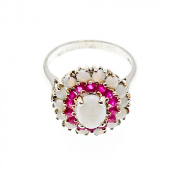 Sky Jewelry Серебряное кольцо с опалом и розовым топазом  Лето