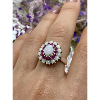 Sky Jewelry Серебряное кольцо с опалом и розовым топазом  Лето