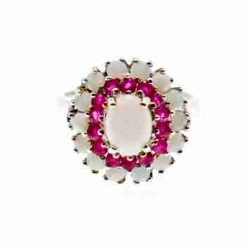 Sky Jewelry Серебряное кольцо с опалом и розовым топазом  Лето