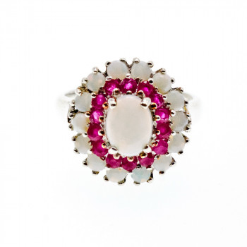 Sky Jewelry Серебряное кольцо с опалом и розовым топазом  Лето