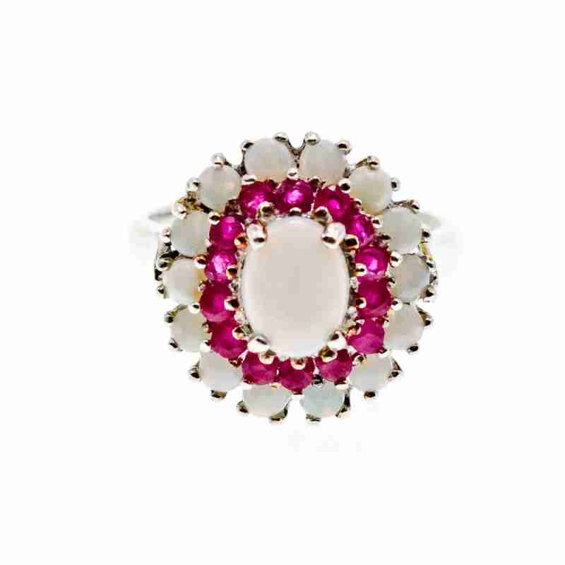 Sky Jewelry Серебряное кольцо с опалом и розовым топазом  Лето