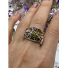 Sky Jewelry Серебряное кольцо с камнями демантоид гессонит турмалин и фианит 