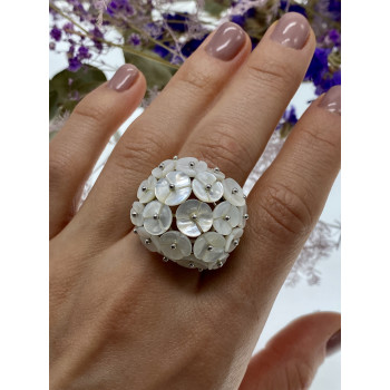 Sky Jewelry Серебряное кольцо с перламутром   Перламутровые цветы