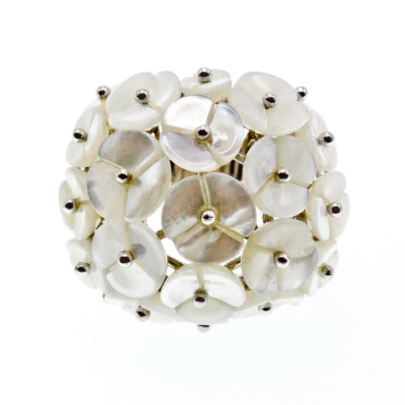 Sky Jewelry Серебряное кольцо с перламутром   Перламутровые цветы