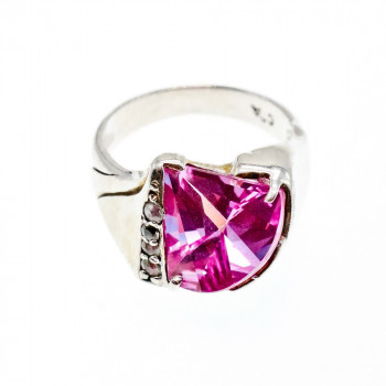 Sky Jewelry Серебряное кольцо с розовой и белой шпинелью  Любовь
