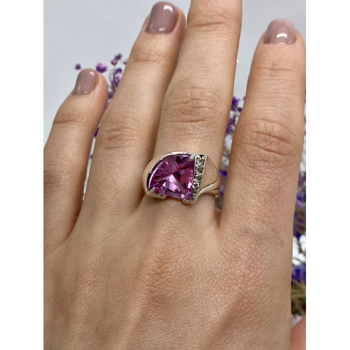 Sky Jewelry Серебряное кольцо с розовой и белой шпинелью  Любовь
