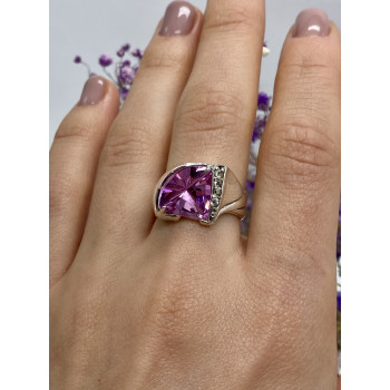Sky Jewelry Серебряное кольцо с розовой и белой шпинелью  Любовь