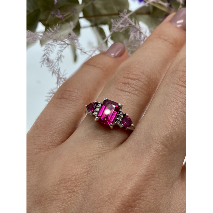 Sky Jewelry Серебряное кольцо с розовым топазом  Нежность