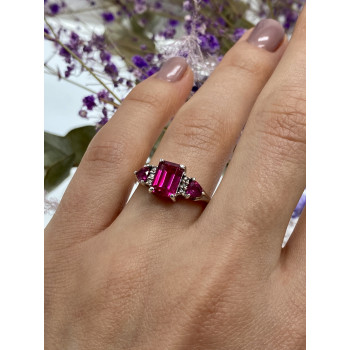 Sky Jewelry Серебряное кольцо с розовым топазом  Нежность