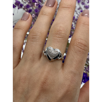 Sky Jewelry Серебряное кольцо с бриллиантами   Алмазное сердце