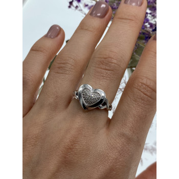 Sky Jewelry Серебряное кольцо с бриллиантами   Алмазное сердце