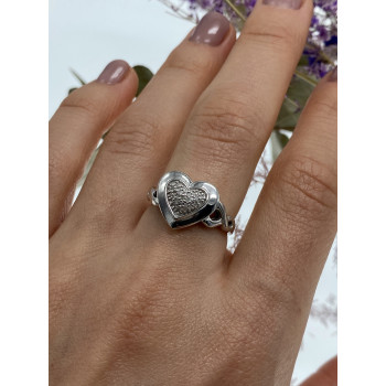 Sky Jewelry Серебряное кольцо с бриллиантами   Алмазное сердце