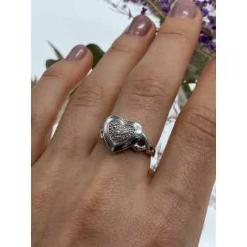 Sky Jewelry Серебряное кольцо с бриллиантами   Алмазное сердце
