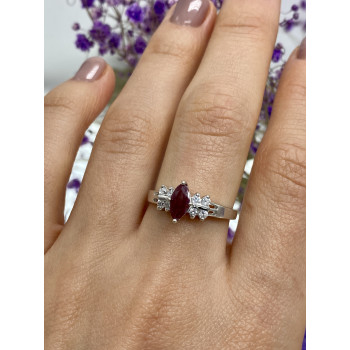 Sky Jewelry Серебряное кольцо с рубеллитом и фианитами  Маркиз