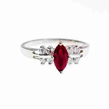 Sky Jewelry Серебряное кольцо с рубеллитом и фианитами  Маркиз