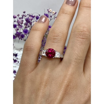 Sky Jewelry Серебряное кольцо со шпинелью и фианитами  Сияние