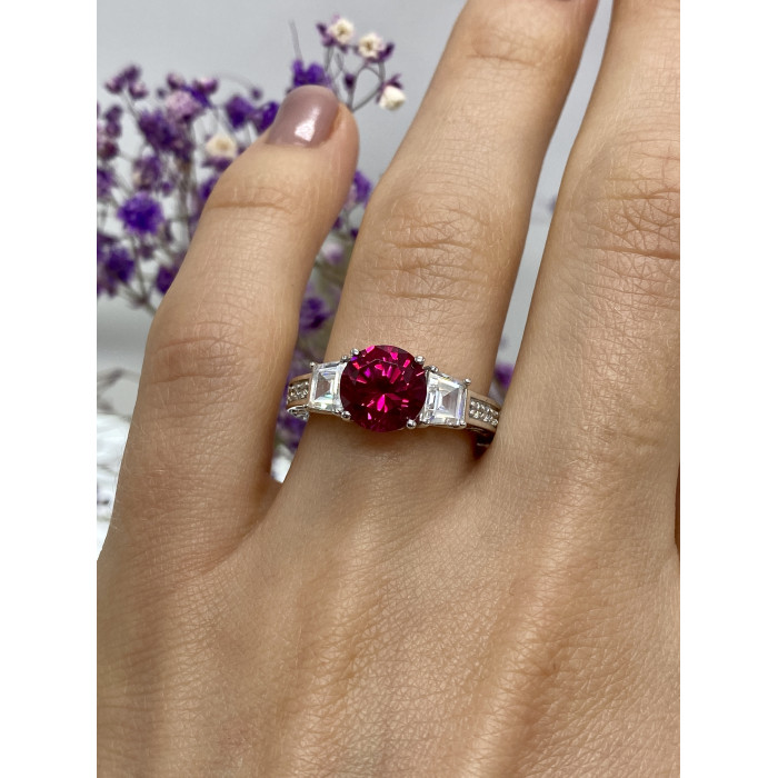 Sky Jewelry Серебряное кольцо со шпинелью и фианитами  Сияние